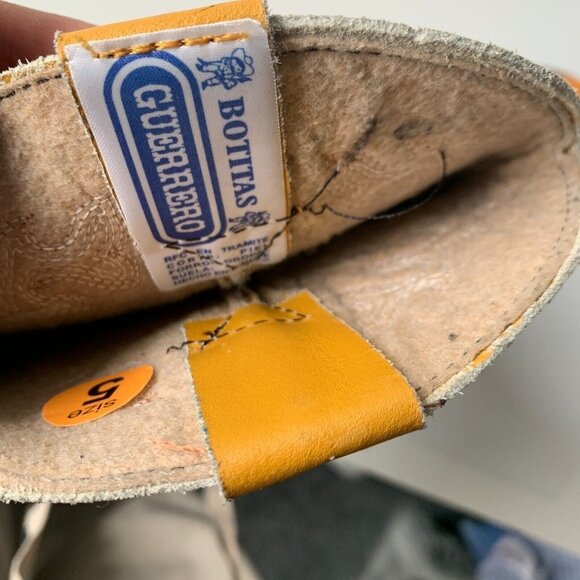 Guerrero Botitas Cowboy Boots Exotic Yellow Sz 5 Western Embroidered Mexico - Picture 13 of 16